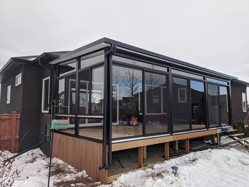 black studio sunroom by SunCo in Winnipeg