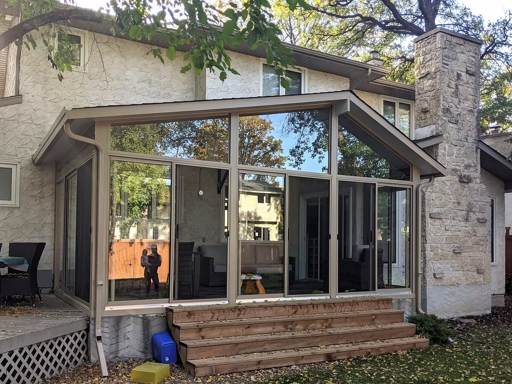 sandalwood gable sunroom by SunCo in River West Park, Winnipeg