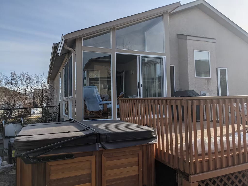 Sandalwood and white studio sunroom by SunCo in Linden Woods, Winnipeg