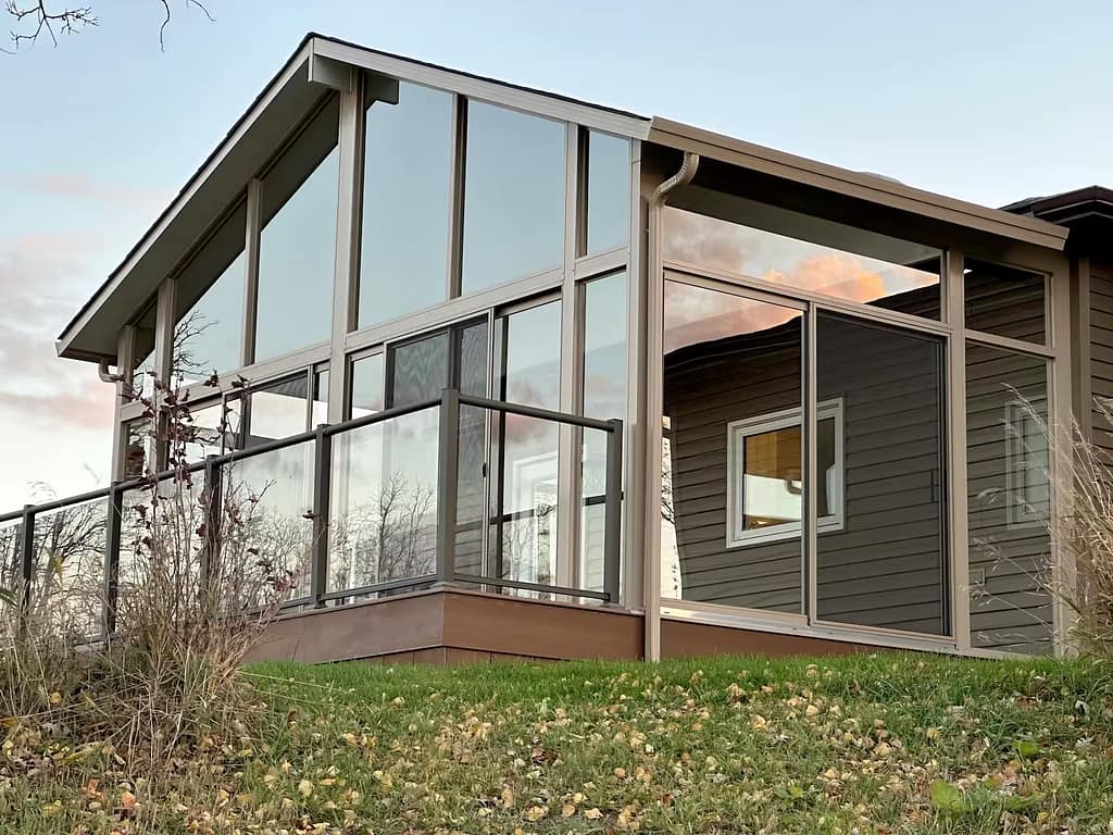 sandalwood gable sunroom by SunCo in Notre Dame de Lourdes, Manitoba