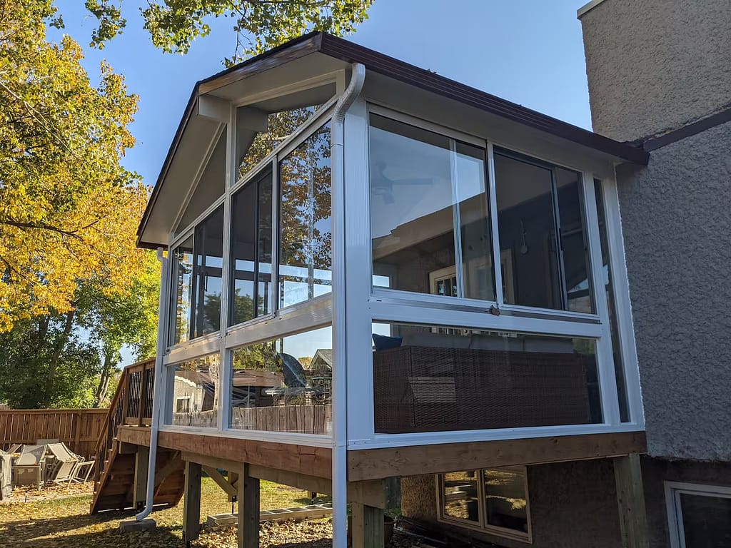 white gable sunroom by SunCo in St. Vital, Winnipeg