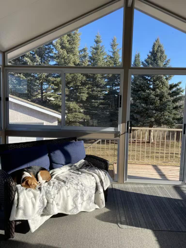 Gable sunroom by Sunco interior view in Stonewall, Manitoba