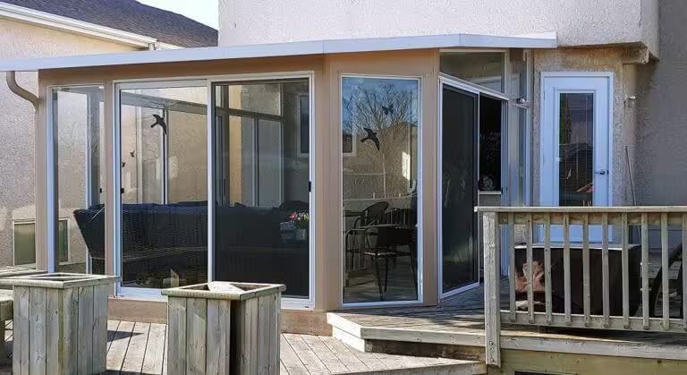 sandalwood and white studio sunroom by SunCo in Linden Woods, Winnipeg